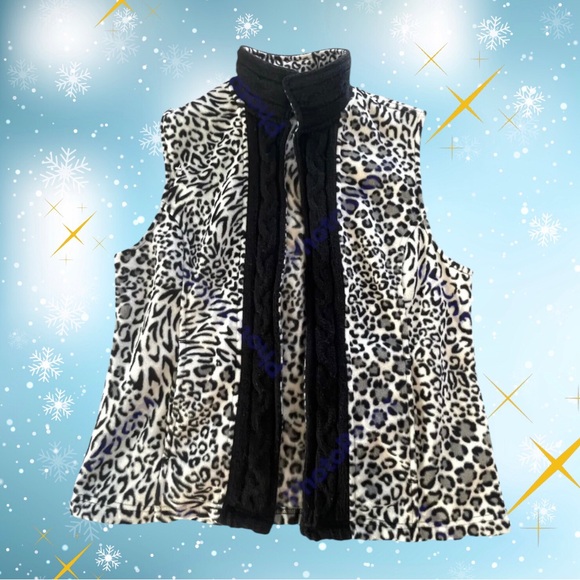 Women’s Fur Vest Animal Print Leopard Fuzzy Soft - Picture 1 of 7